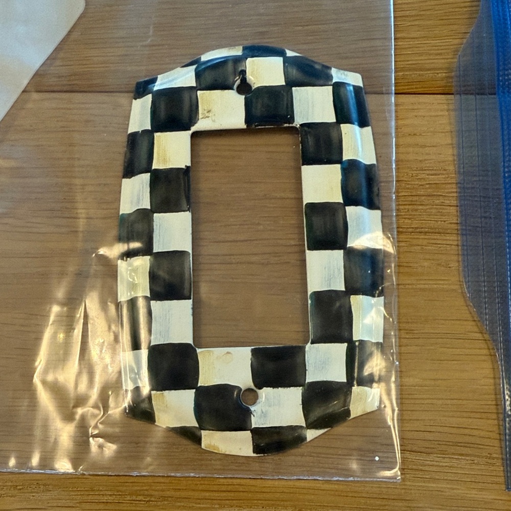 MacKenzie-Childs Black and Cream Checkered Switch Plate